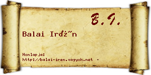 Balai Irén névjegykártya